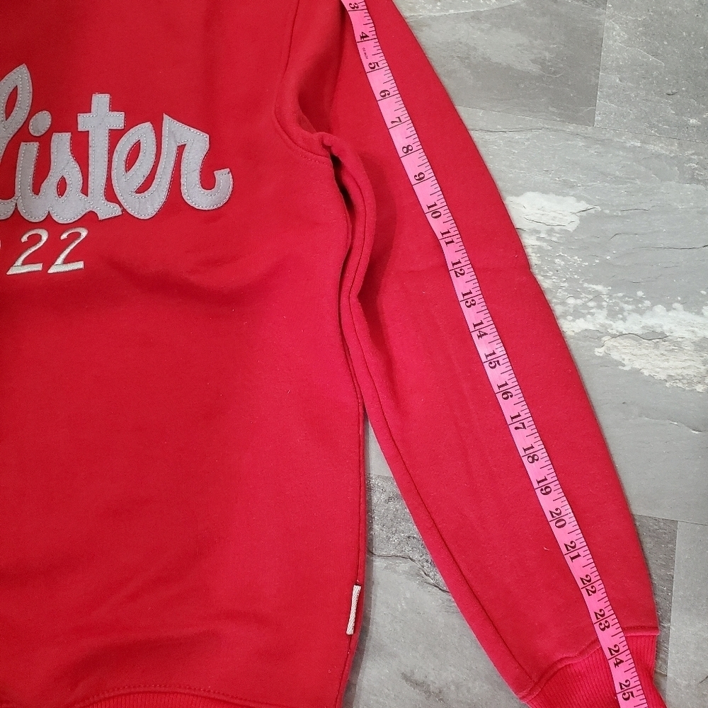 Hollister Long Sleeves Crewneck Men's Red Sweater. Grey Logo. Fleece In. Size L. - Picture 8 of 10
